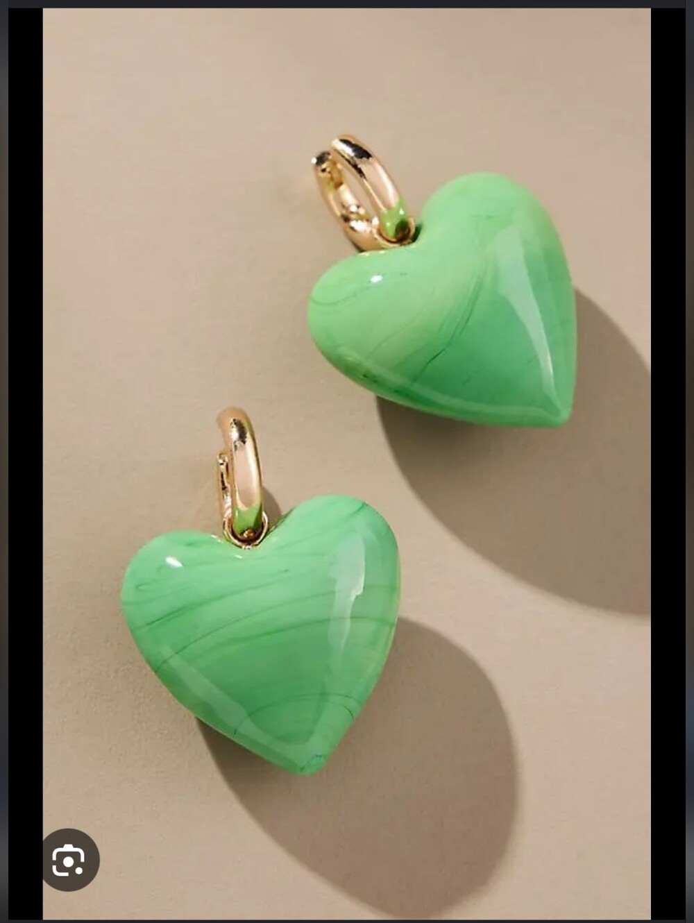 NWT! Anthropologie, Icon Charm Huggie Hoop Earrings, Green/14k Gold Plated